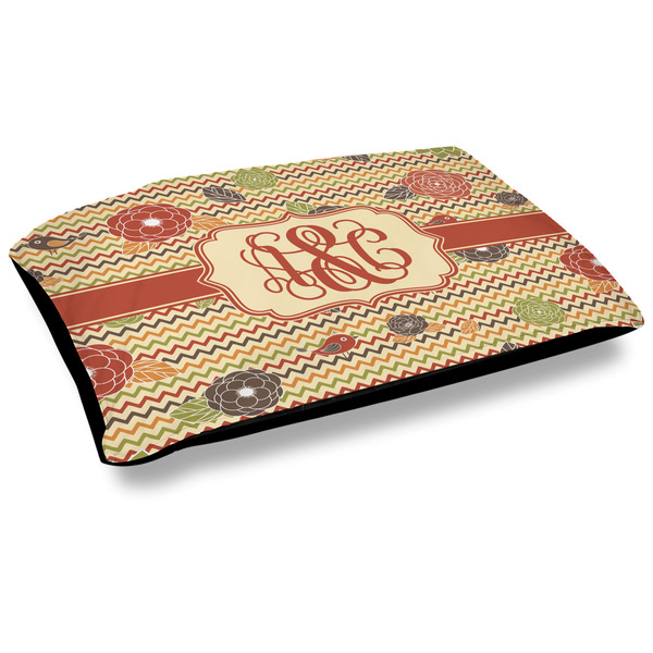 Custom Chevron & Fall Flowers Dog Bed w/ Couple's Names