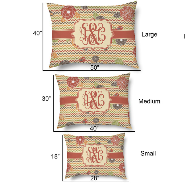 Chevron & Fall Flowers Outdoor Dog Beds - SIZE CHART