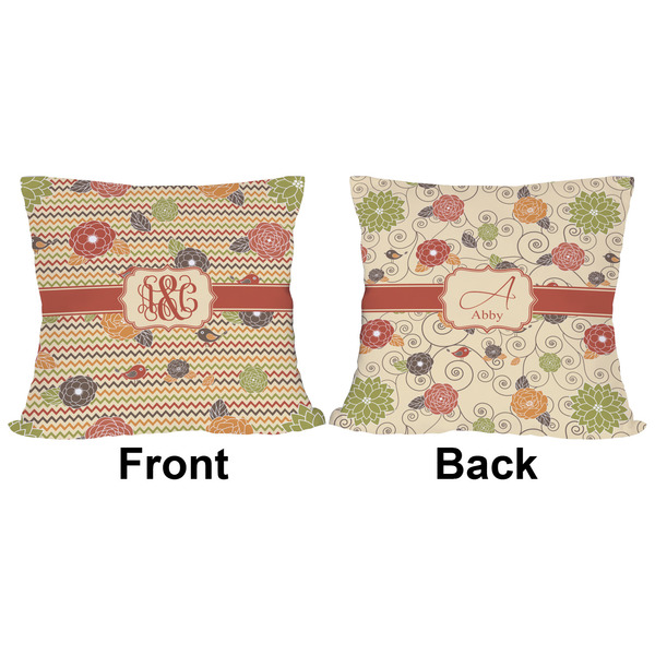 Chevron & Fall Flowers Outdoor Pillow - 16x16