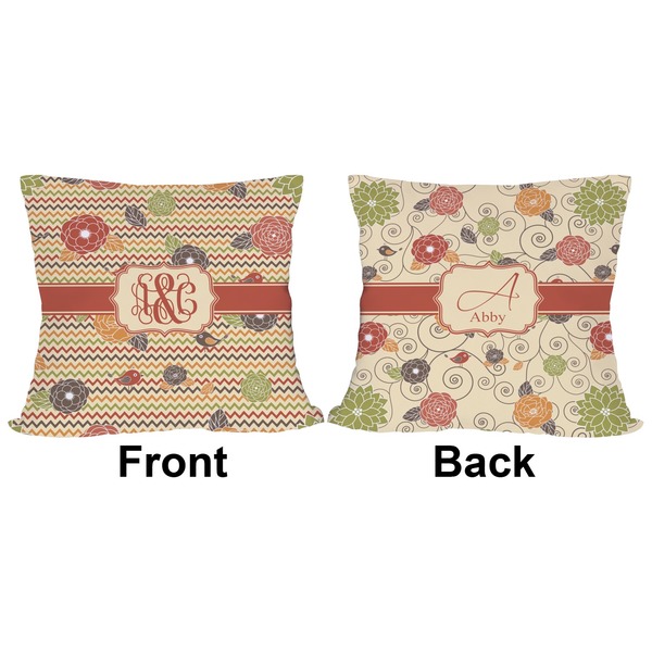 Chevron & Fall Flowers Outdoor Pillow - 18x18