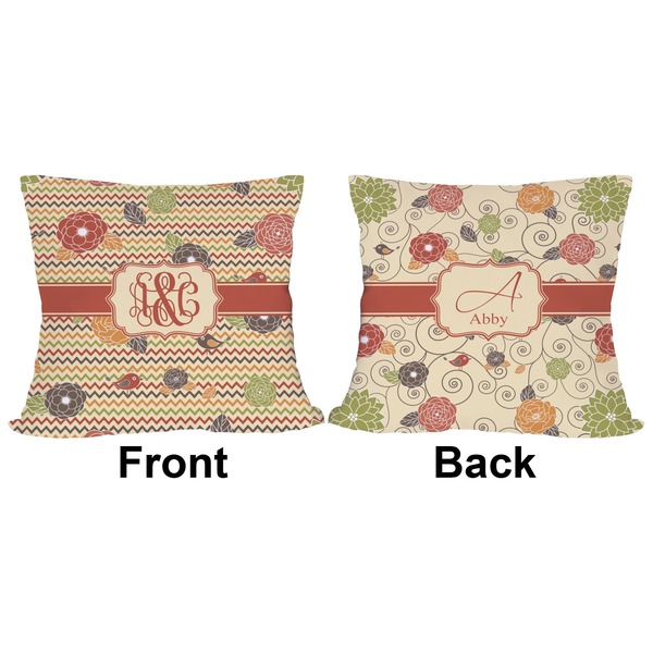 Chevron & Fall Flowers Outdoor Pillow - 20x20