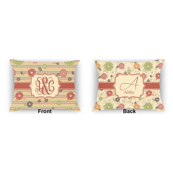 Chevron & Fall Flowers  Outdoor Rectangular Throw Pillow (Front and Back)