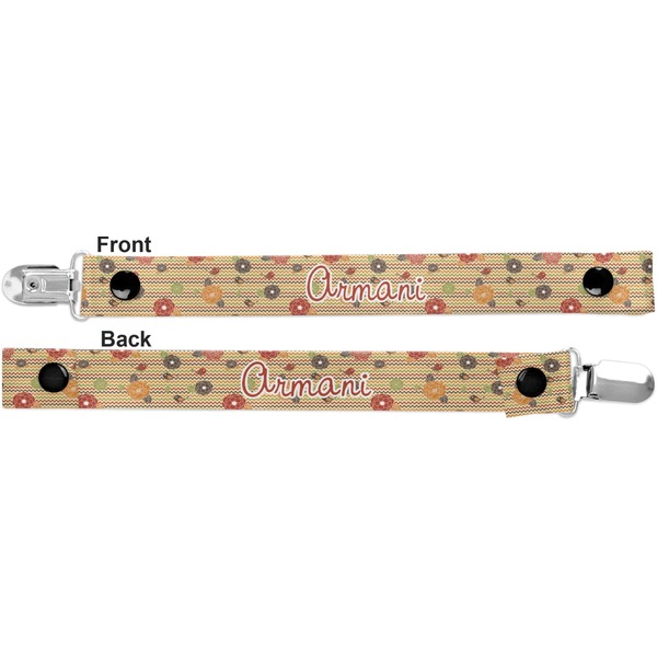 Chevron & Fall Flowers Pacifier Clip - Front and Back