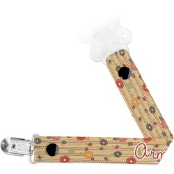 Chevron & Fall Flowers Pacifier Clip (Personalized)
