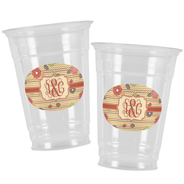 Chevron & Fall Flowers Party Cups - 16oz - Alt View
