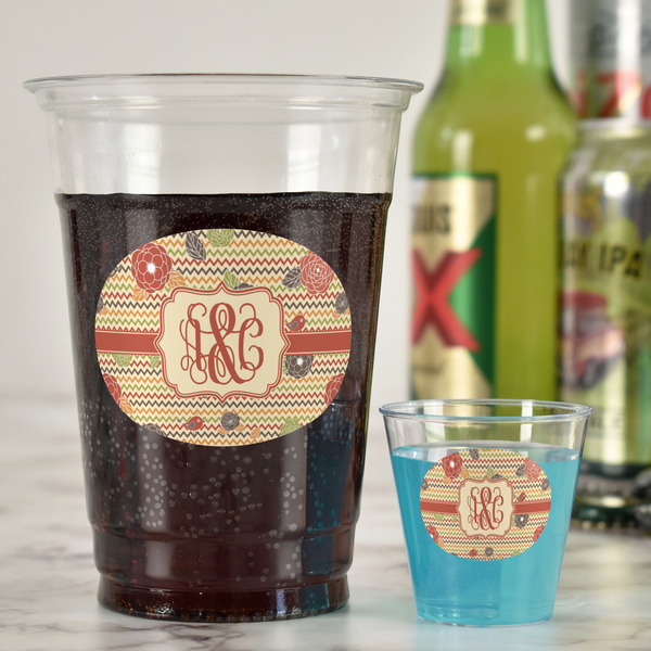 Chevron & Fall Flowers Party Cups - 16oz - In Context