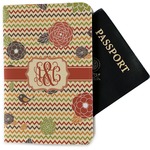 Chevron & Fall Flowers Passport Holder - Fabric (Personalized)
