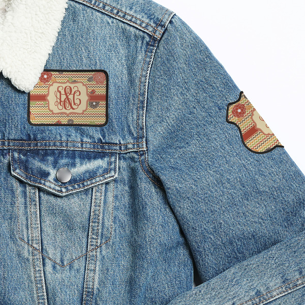 Chevron & Fall Flowers Patches Lifestyle Jean Jacket Detail