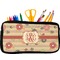 Chevron & Fall Flowers Neoprene Pencil Case - Small w/ Couple's Names