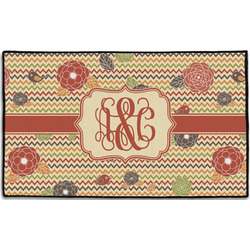 Chevron & Fall Flowers Door Mat - 60"x36" (Personalized)