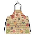Chevron & Fall Flowers Apron Without Pockets w/ Couple's Names