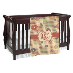 Chevron & Fall Flowers Baby Blanket (Personalized)