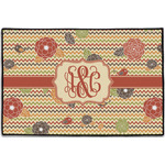 Chevron & Fall Flowers Door Mat - 36"x24" (Personalized)
