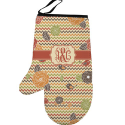 Chevron & Fall Flowers Left Oven Mitt (Personalized)