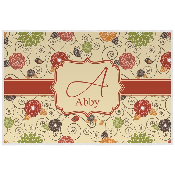 Chevron & Fall Flowers Personalized Placemat (Back)