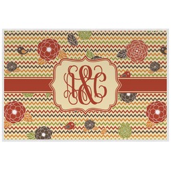 Chevron & Fall Flowers Laminated Placemat w/ Couple's Names