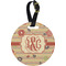 Chevron & Fall Flowers Personalized Round Luggage Tag