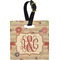 Chevron & Fall Flowers Plastic Luggage Tag - Square w/ Couple's Names