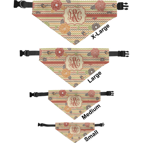 Chevron & Fall Flowers Pet Bandana Sizes