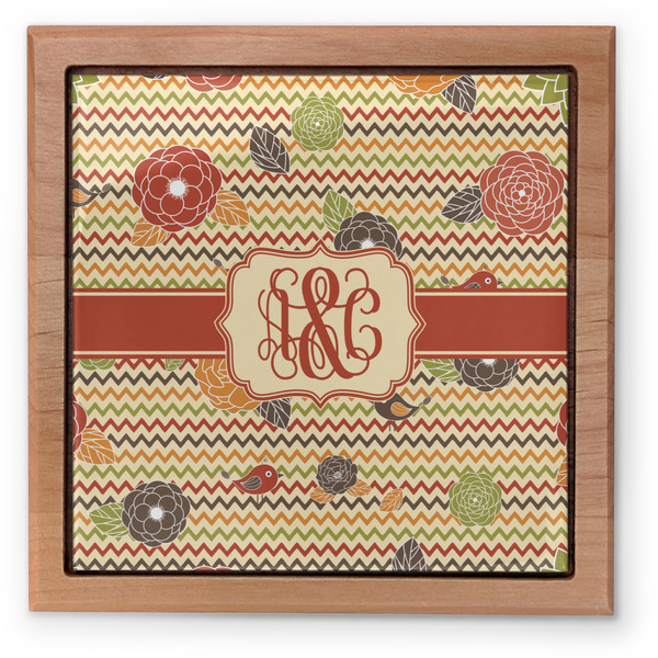 Chevron & Fall Flowers Pet Urn - Apvl