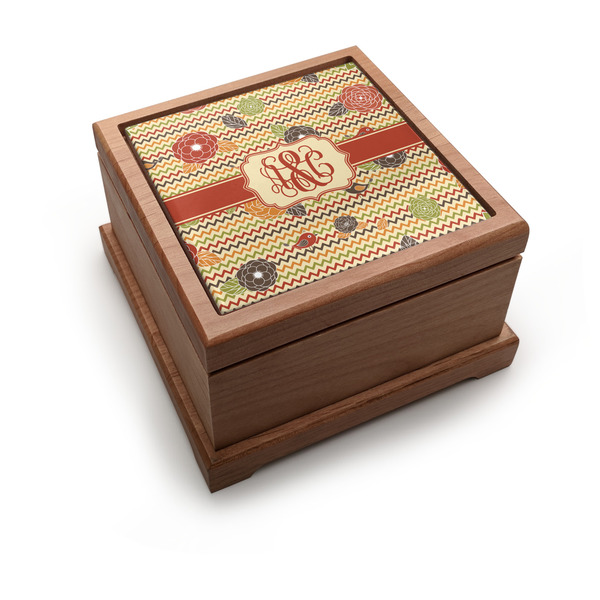 Custom Chevron & Fall Flowers Pet Urn w/ Couple's Names