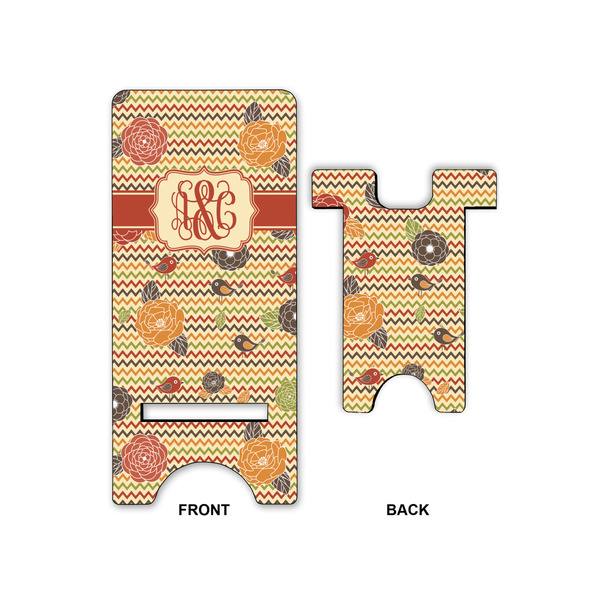 Chevron & Fall Flowers Phone Stand - Front & Back