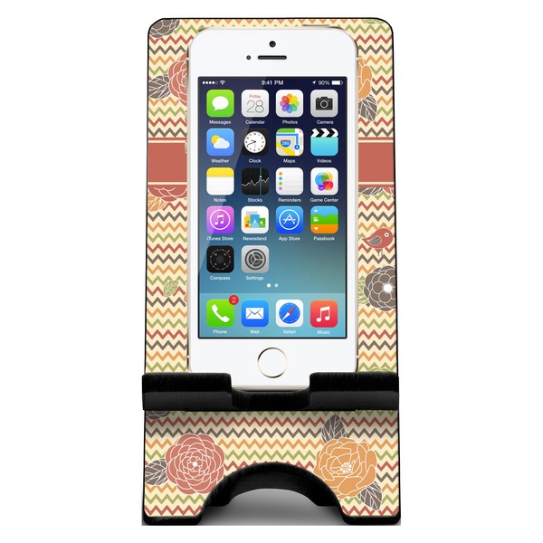 Chevron & Fall Flowers Phone Stand w/ Phone