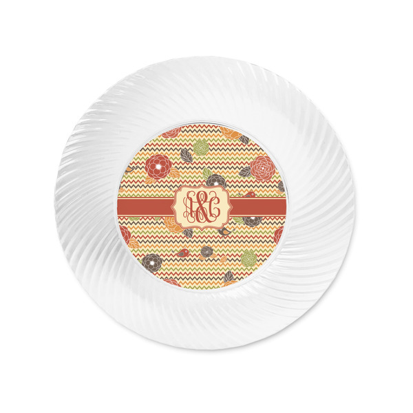 Chevron & Fall Flowers Plastic Party Appetizer & Dessert Plates - Approval