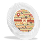 Chevron & Fall Flowers Plastic Party Dinner Plates - 10" (Personalized)