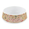 Chevron & Fall Flowers Plastic Dog Bowl - Small (Personalized)