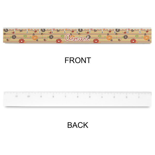 Chevron & Fall Flowers Plastic Ruler - 12" - APPROVAL