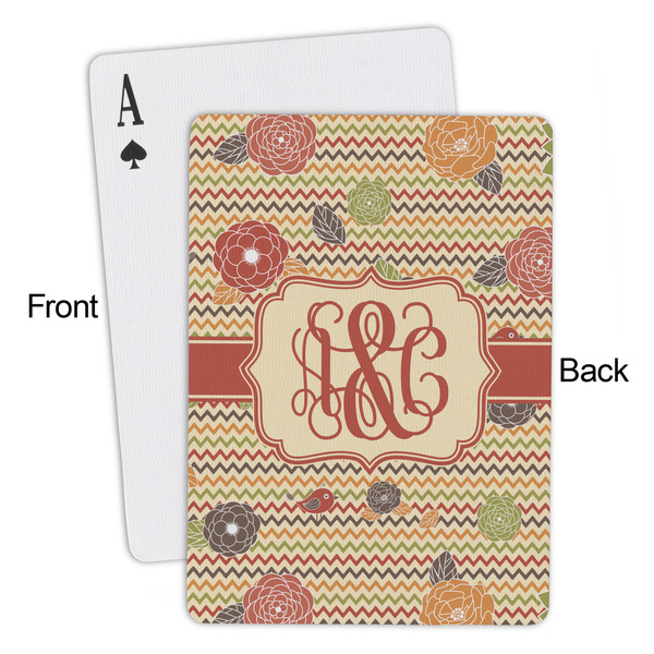 Chevron & Fall Flowers Playing Cards - Approval