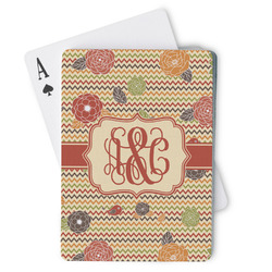 Chevron & Fall Flowers Playing Cards (Personalized)
