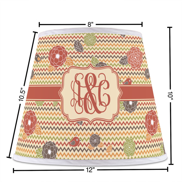 Chevron & Fall Flowers Poly Film Empire Lampshade - Dimensions