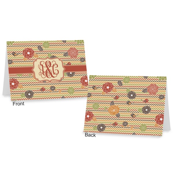 Chevron & Fall Flowers Postcard - Front and Back