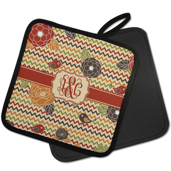 Chevron & Fall Flowers Pot Holders - PARENT MAIN