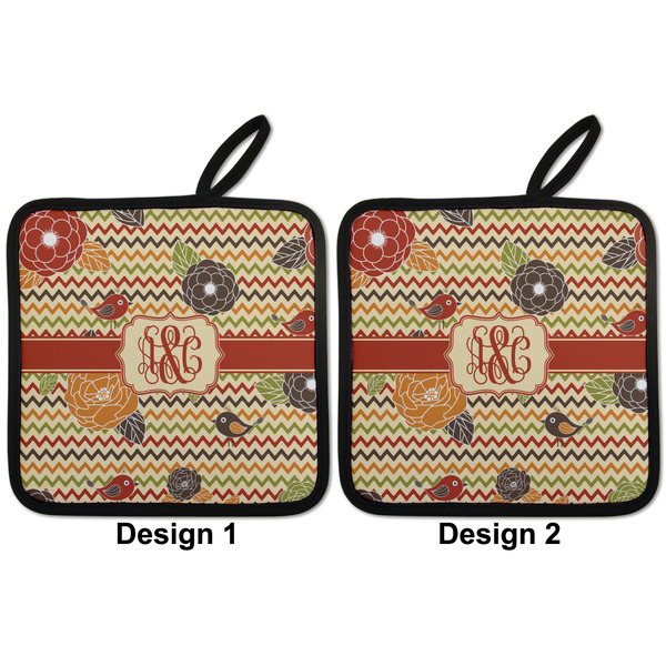 Chevron & Fall Flowers Pot Holders - Set of 2 APPROVAL