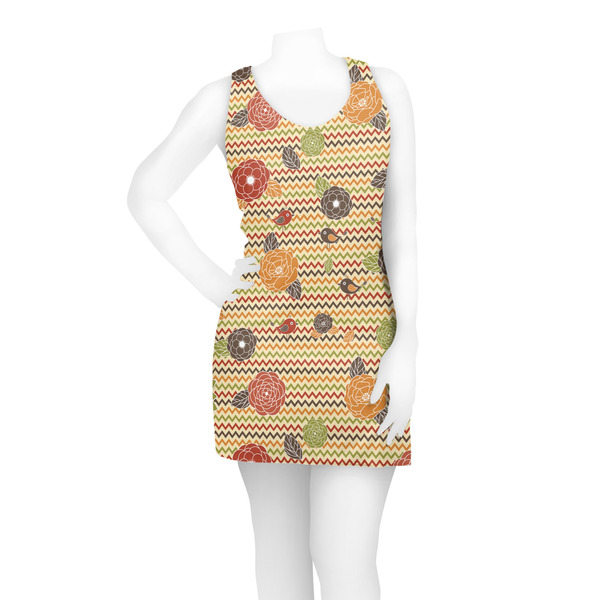 Chevron & Fall Flowers Racerback Dress - On Model - Front