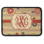 Chevron & Fall Flowers Iron On Rectangle Patch w/ Couple's Names