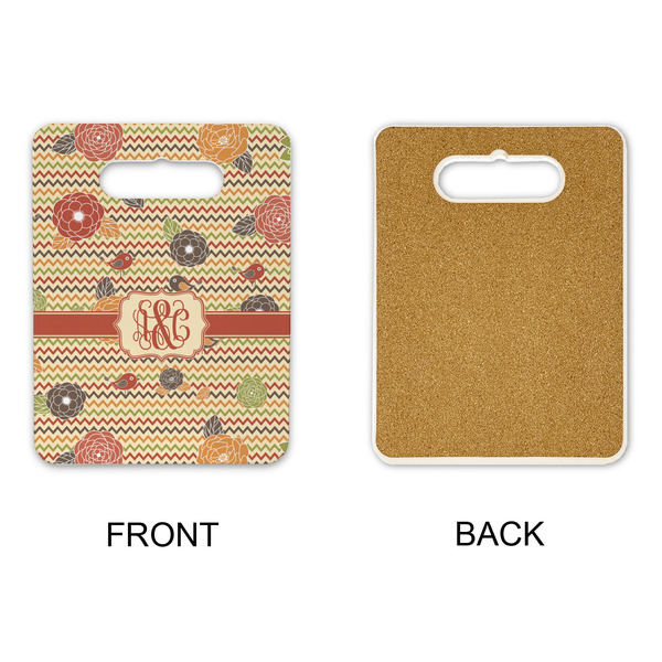 Chevron & Fall Flowers Rectangle Trivet with Handle - APPROVAL