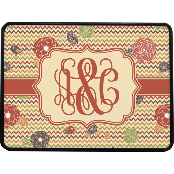 Chevron & Fall Flowers Rectangular Car Hitch Cover w/ FRP Insert (Select Size)