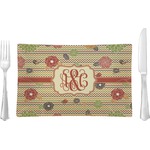 Chevron & Fall Flowers Rectangular Glass Lunch / Dinner Plate - Single or Set (Personalized)