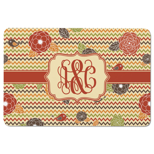 Chevron & Fall Flowers Rectangular Fridge Magnet - FRONT