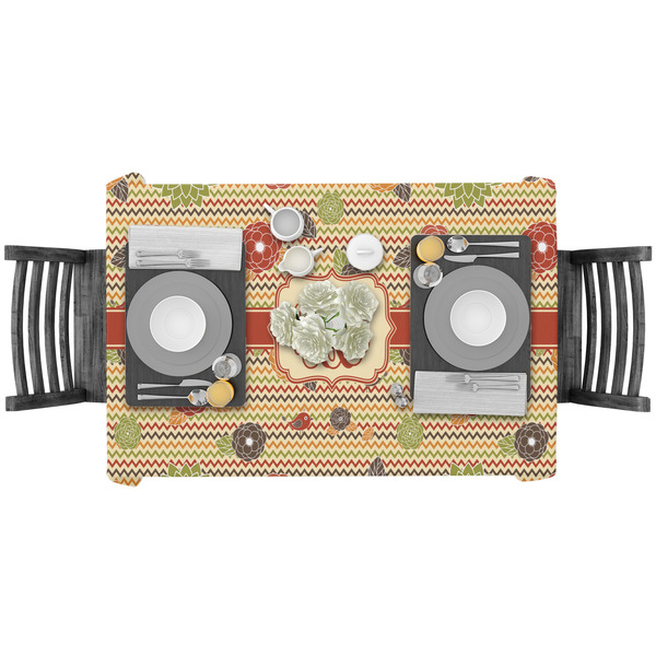 Chevron & Fall Flowers Rectangular Tablecloths - LIFESTYLE