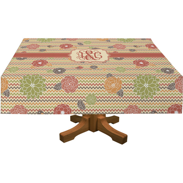Chevron & Fall Flowers Rectangular Tablecloths (Personalized)