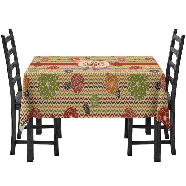 Custom Chevron & Fall Flowers Tablecloth (Personalized)