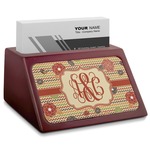 Chevron & Fall Flowers Red Mahogany Business Card Holder (Personalized)
