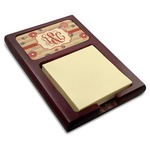 Chevron & Fall Flowers Red Mahogany Sticky Note Holder (Personalized)
