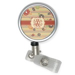 Chevron & Fall Flowers Retractable Badge Reel (Personalized)