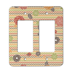 Chevron & Fall Flowers Rocker Style Light Switch Cover - Two Switch